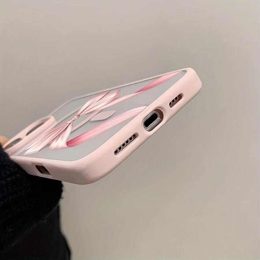 Magnet内蔵 リボンデザイン クリア iPhoneケース #260307