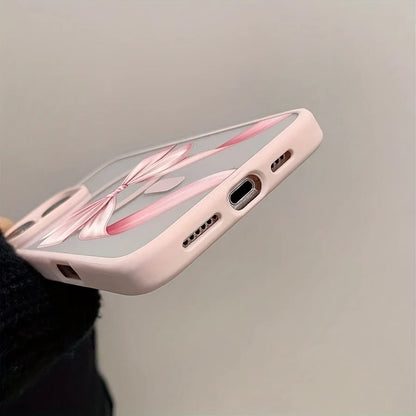 Magnet内蔵 リボンデザイン クリア iPhoneケース #260307