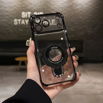 【クリアシリーズ】折りたたみ マグネットリングスタンド付き 高透明デザイン クリア スマホケース｜iPhone対応 #251126