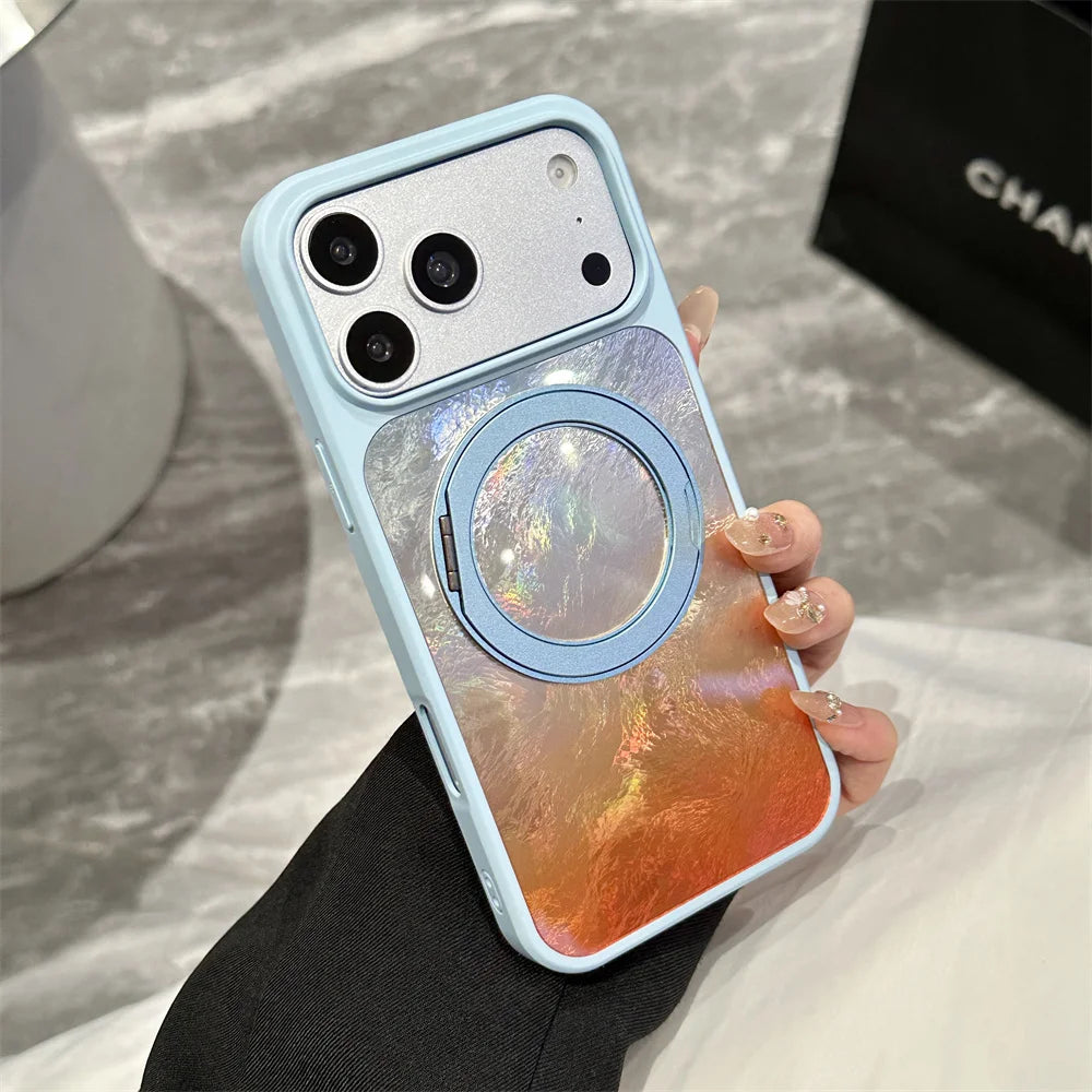 オーロラ 回転リングスタンド付き Magnet内蔵 クリア iPhoneケース｜きらめき・上品 #260062