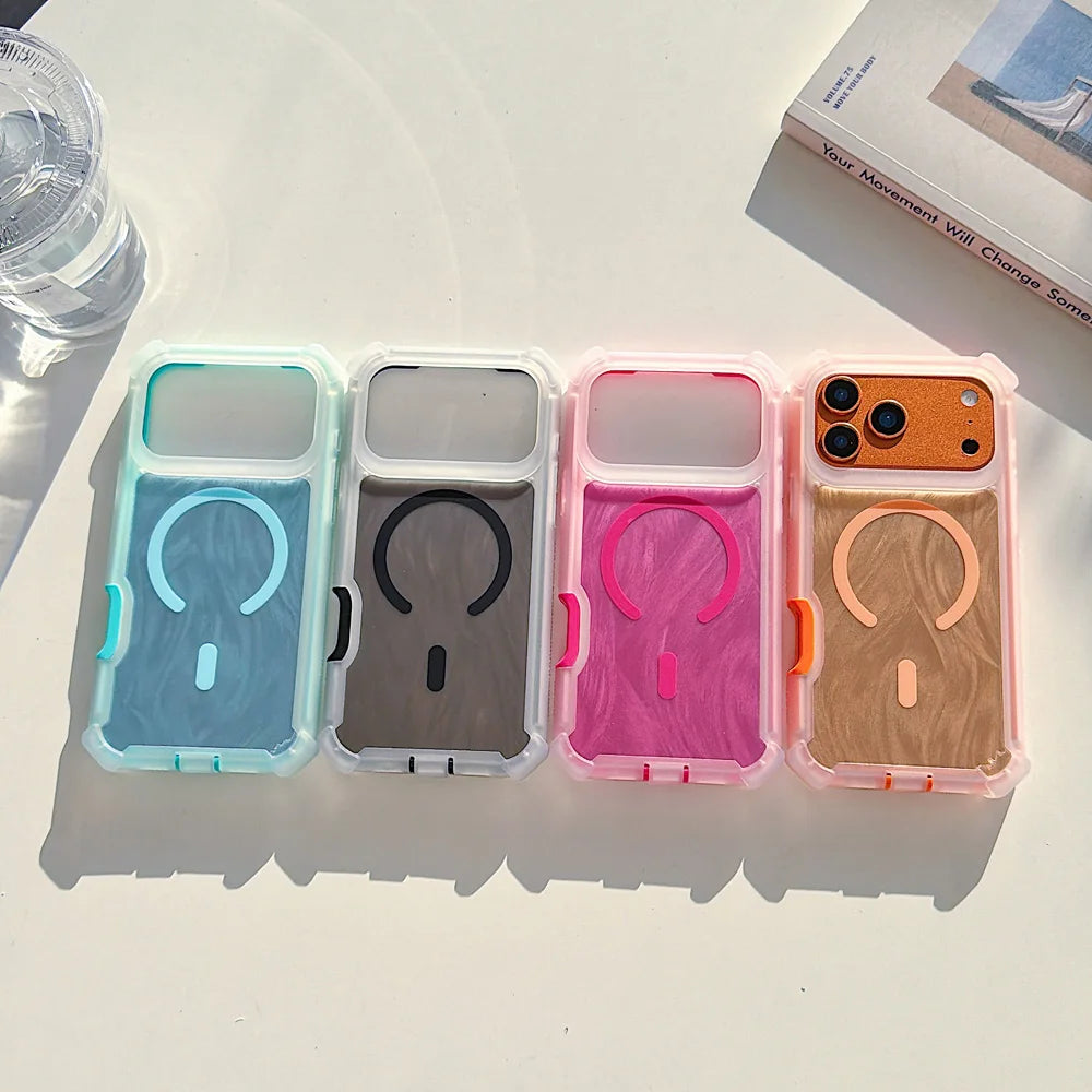木目調カラフルフレーム マグネット内蔵 iPhoneケース｜ポップ・ナチュラル風 #261032