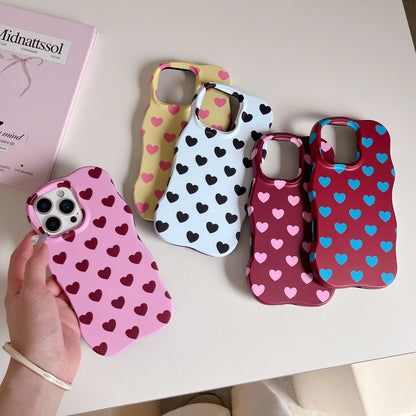 【ウェーブフレーム】マットラバー ポップハート スマホケース｜iPhone対応 #250804