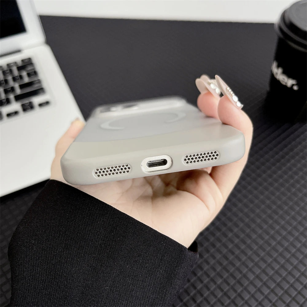 バイカラー Magnet内蔵 シンプル配色デザイン iPhoneケース｜くすみカラー・ミニマル #231111