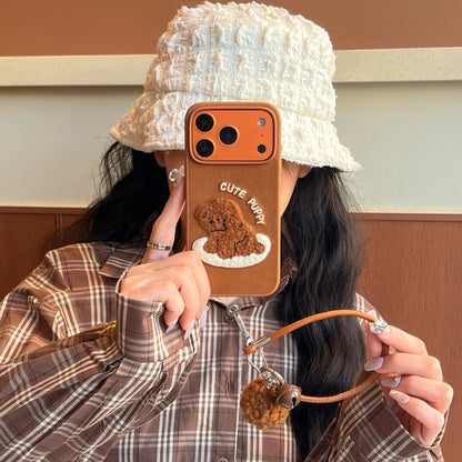 【トイプー＆ダックス】立体刺繍Dog × ストラップ付き スマホケース｜iPhone対応 #240810