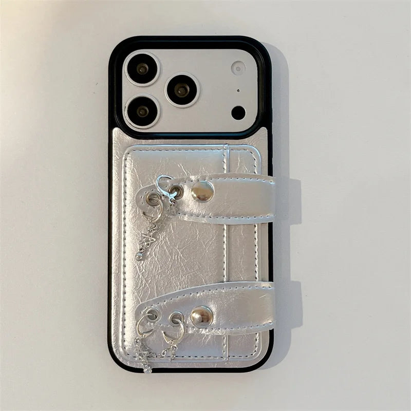 ベルト・キーチャームデザイン iPhoneケース 全4色 トレンド・ガーリー・フェミニン  #261147