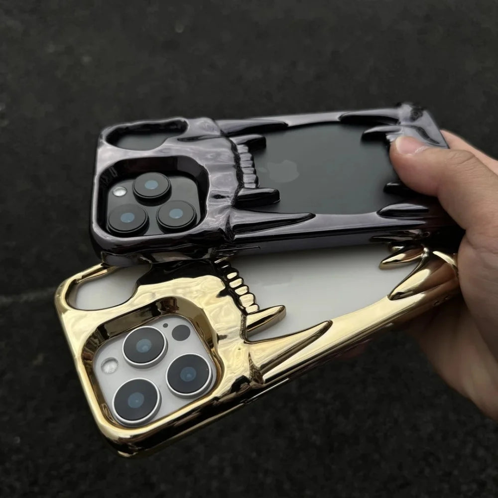 【メタリックファング】立体キバ × ミラーメタル スマホケース｜iPhone対応 #240812