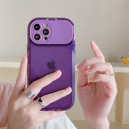 【クリアカラフルシリーズ】半透明シリコン レンズカバー付き ポップカラー スマホケース｜iPhone対応 #251020