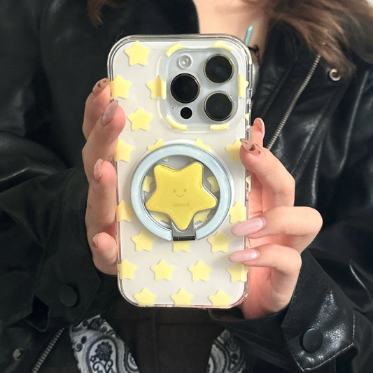 スターリング付き iPhoneケース｜Magnet内蔵・星モチーフ・クリアケース #230807