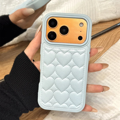 【ハートキルティング 】立体ステッチ レザー調 スマホケース｜iPhone対応 #241022