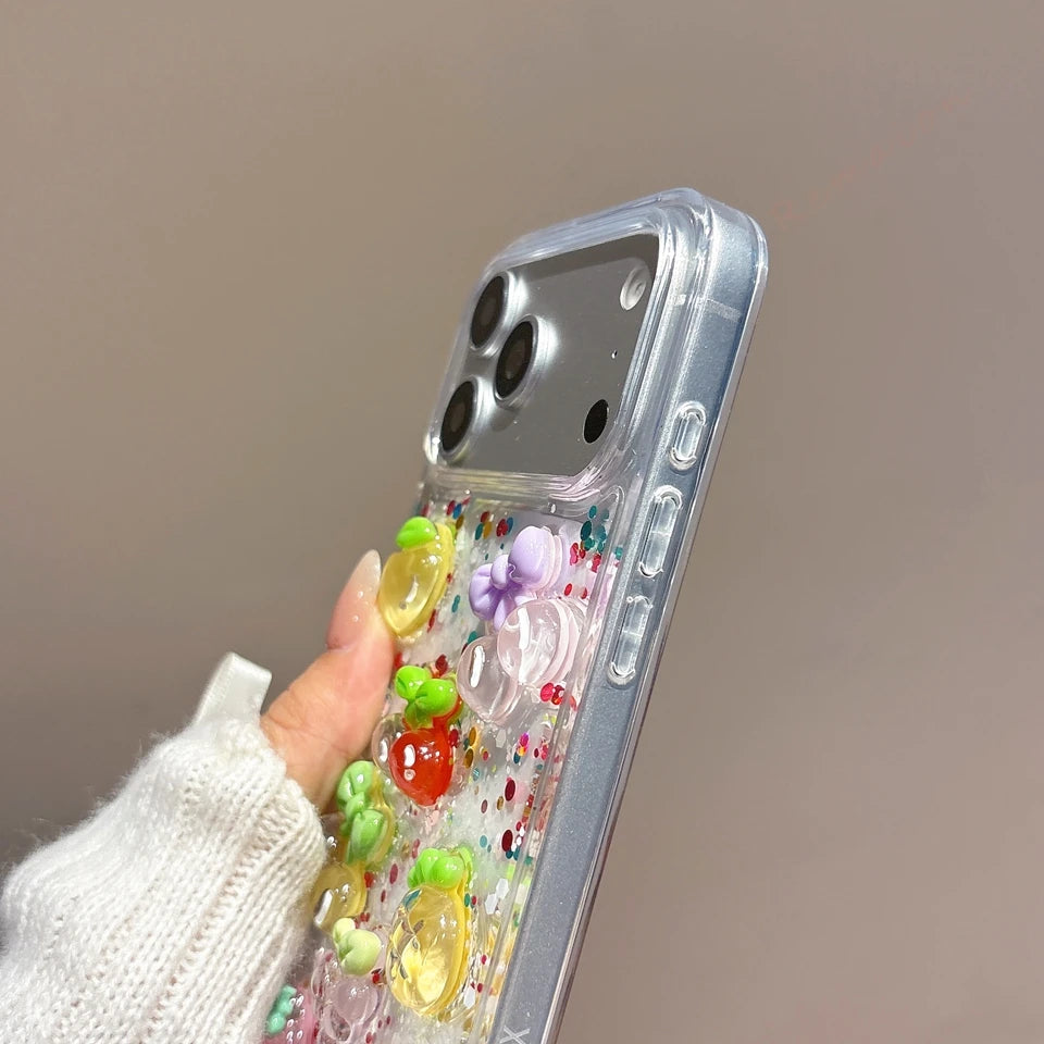 クリア ラメ グリッター フルーツ リボン 立体パーツ 3D | ポップ・韓国風 #260095