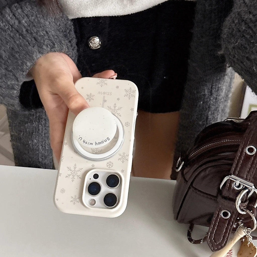 【Magnet内蔵】スノーフレーク ホワイトウィンター スマホケース｜iPhone対応 #241023