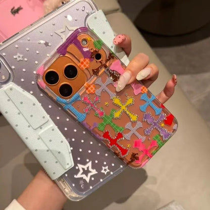 【シャインクロス】ラインストーン×クリアデザイン スマホケース｜iPhone対応 #240730