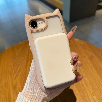 【猫耳シリーズ】Magnet内蔵 しっぽデザイン カラーフレーム iPhoneケース #240215