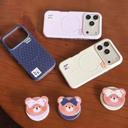 【くまモチーフ】マグネット内蔵 iPhoneケース (ケース単品・グリップセット選択可) ガーリー・ナチュラル アニマル PCA #261186
