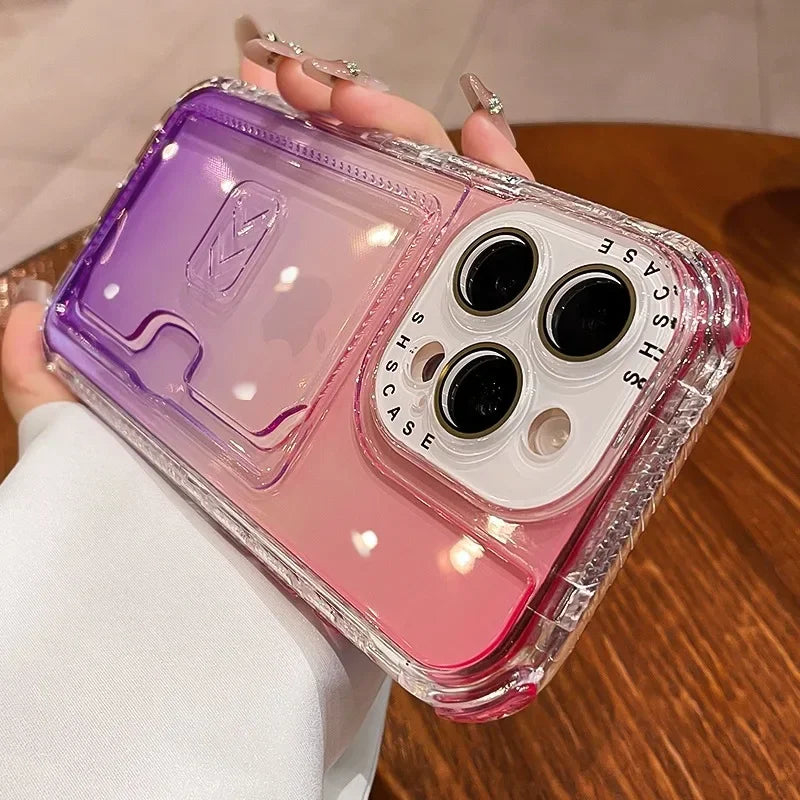 【グラデーションシリーズ】キラキラ透明感 グラデーションカラー カード収納付き スマホケース｜iPhone対応 #251022