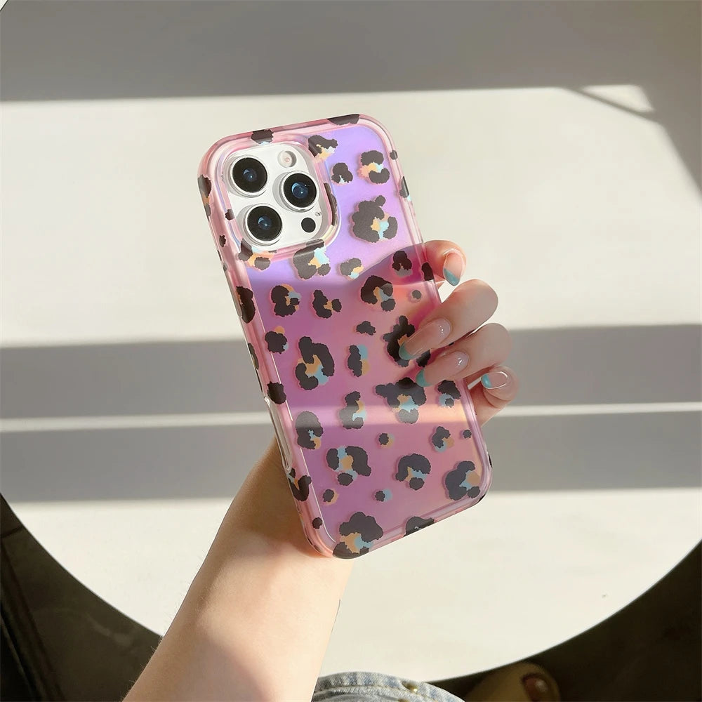 レオパードグラデーション iPhoneケース｜ヒョウ柄 オーロラカラー・トレンドデザイン #240317