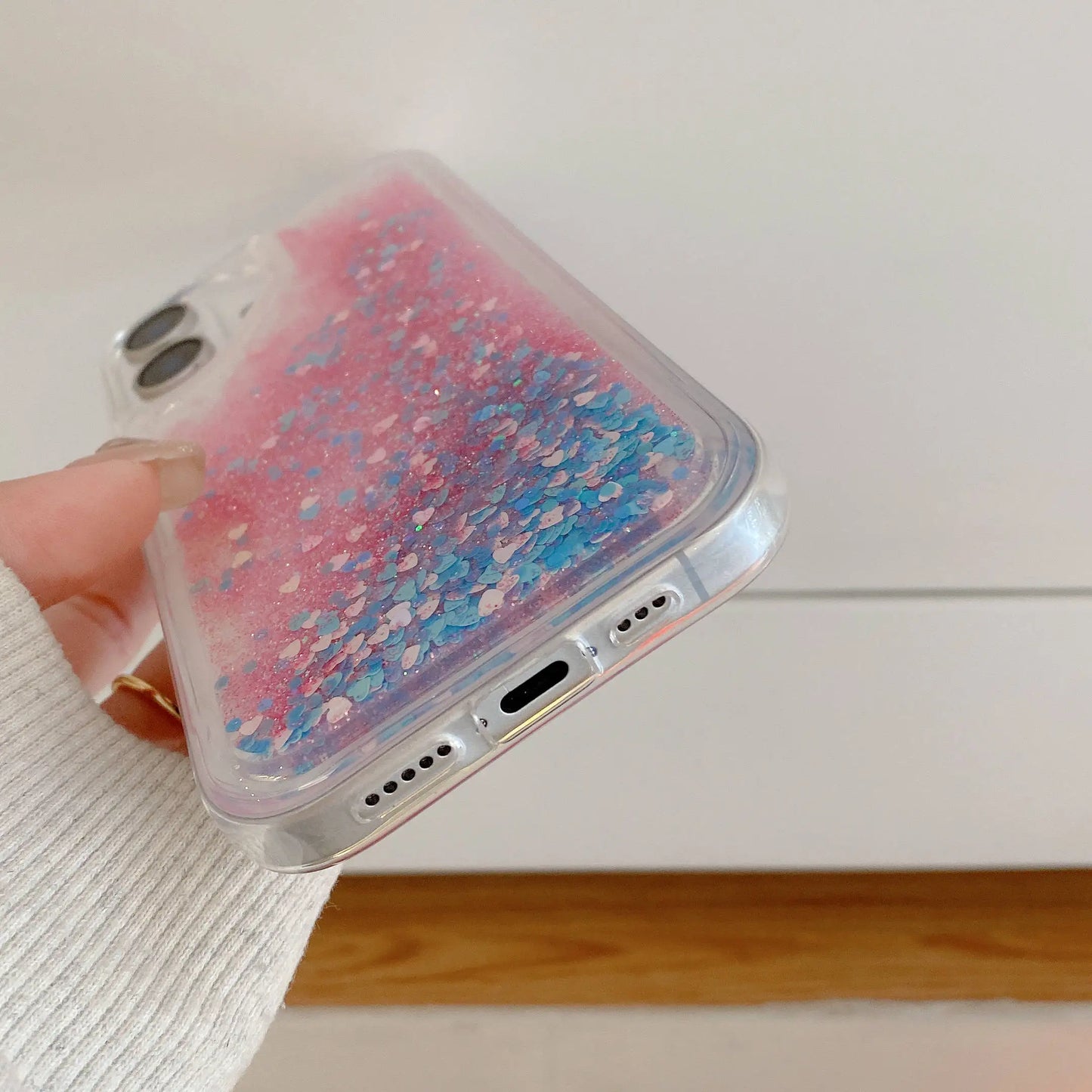 流れる オーロラグリッター クリア iPhoneケース｜ラメ・韓国ガーリー・キラキラデザイン #230908