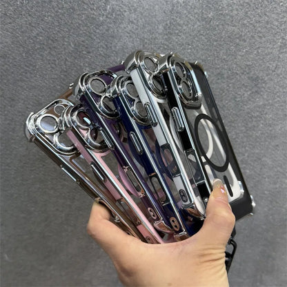 【Magnet内蔵】メタリックフレーム クリアカラー × ストラップ付き スマホケース｜iPhone対応 #250228