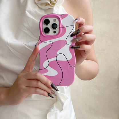 【モノトーンシリーズ】個性派アートライン モダンモノクロデザイン スマホケース｜iPhone対応 #251018