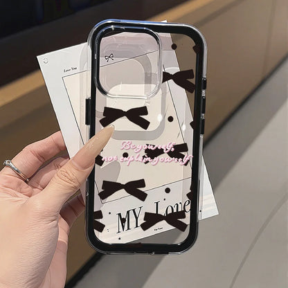 【リボンクリア】水玉 ドット ガーリーボウ×クリアデザイン スマホケース｜iPhone対応 #250116