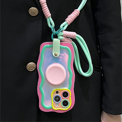 【ウェーブフレーム】ストラップ付き カラフル ポップデザイン スマホケース｜iPhone対応 #250919