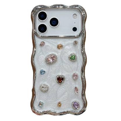 ジュエリー ウェーブフレーム クリア iPhoneケース｜ビジューミックスデザイン #240413