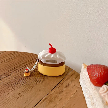 【Air Podsケース】プリンモチーフ チャーム付き｜レトロ・スイーツ・韓国風 #261056