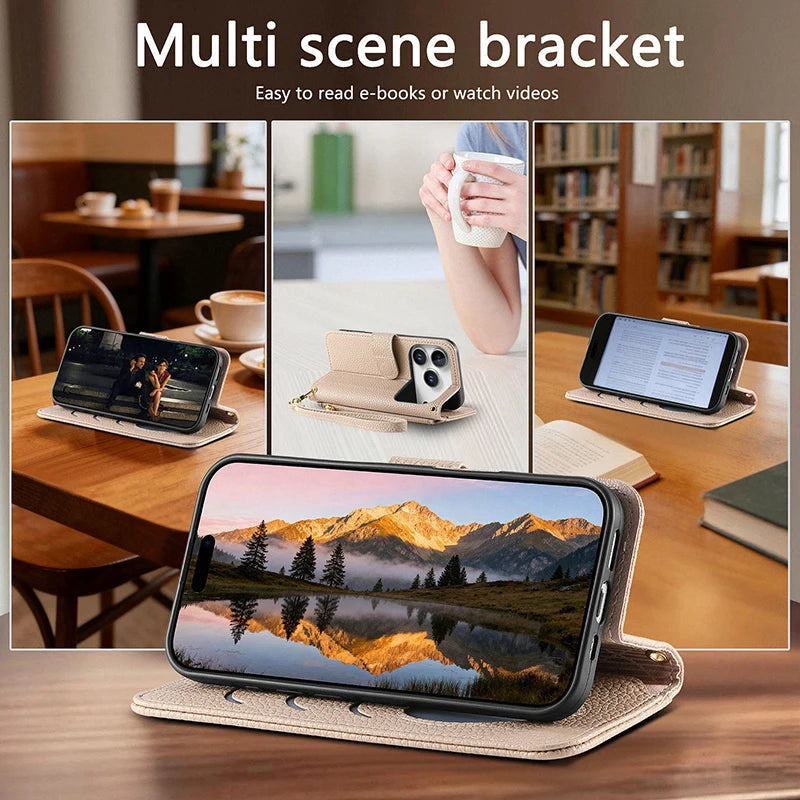 【ブックスタイル】ハートモチーフ レザー調 財布一体型 手帳タイプ iPhoneケース｜ショルダーストラップ付き #240205