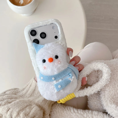 スノーマン 雪だるま iPhoneケース｜立体ぬいぐるみ・ストラップ付き #240307
