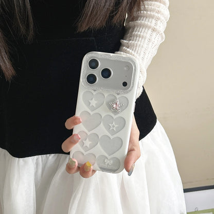 ハートグリッター iPhoneケース｜スタービジューアクセント #240312