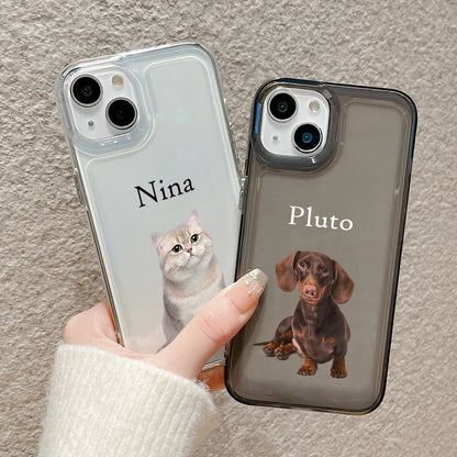 【カスタムNAMEシリーズ】ペット写真 × カスタム ネーム 印字 クリア フォトケース｜iPhone対応 #241008