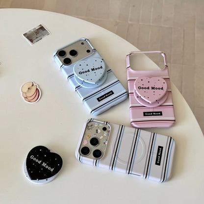 ハートグリップ Magnet内蔵 ボーダー iPhoneケース #240504