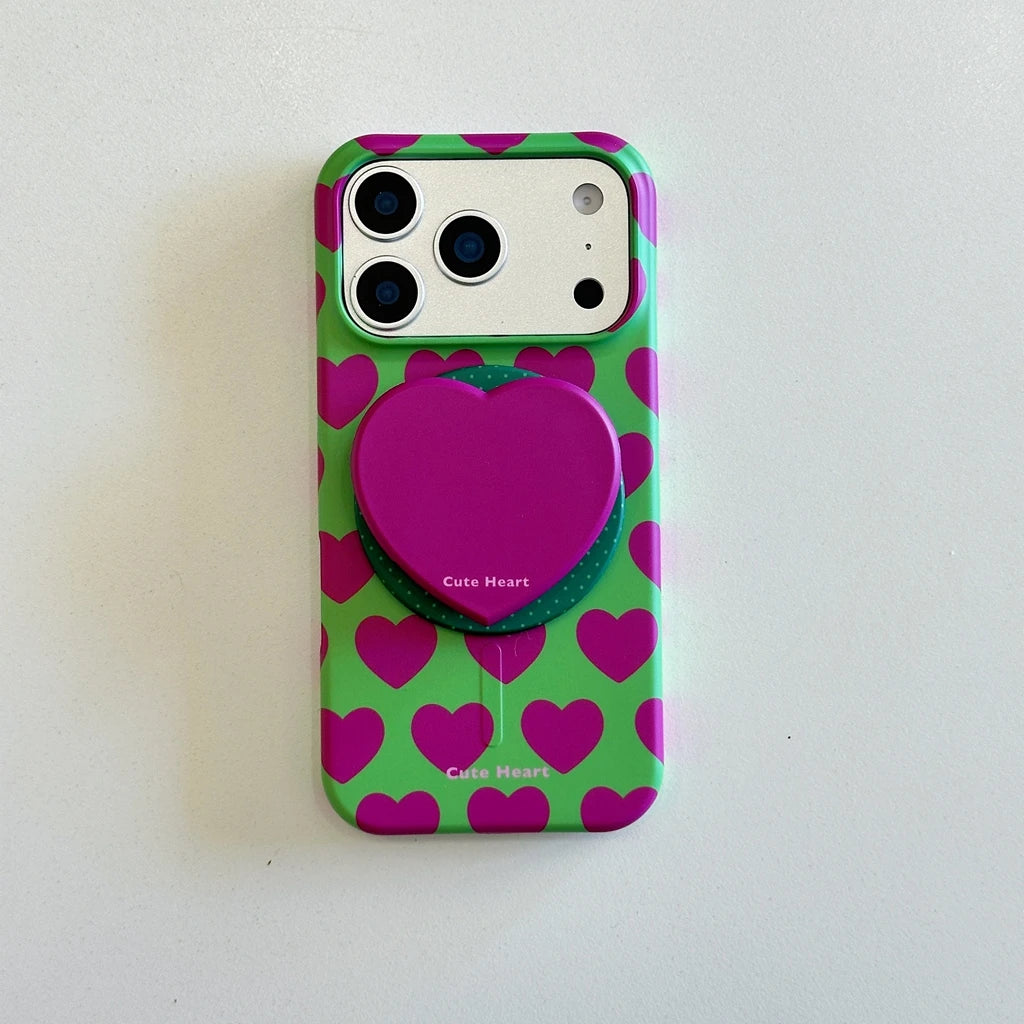ポップ バイカラーハート グリップ付き iPhoneケース #260531