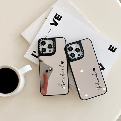 【カスタムシリーズ】名入れOK シルバー ミラー調 スマホケース｜iPhone対応 #250324