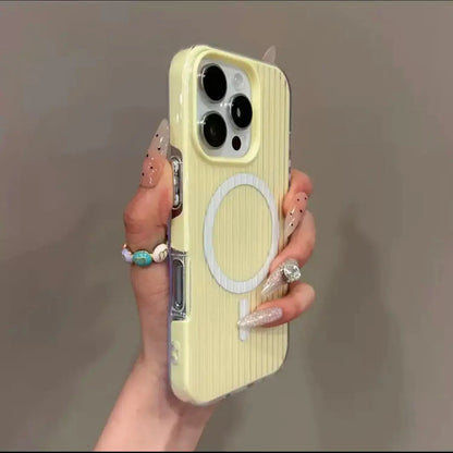 【ワイヤレス充電対応シリーズ】パステルカラー スーツケース風 凹凸デザイン スマホケース｜iPhone対応 #250902