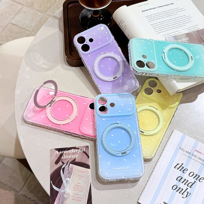パステルグラデ 水玉 ドット 折りたたみリング付き｜ iPhoneケース #231231