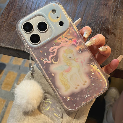 ドリーミーユニコーン iPhoneケース｜ファーチャーム付き #240419