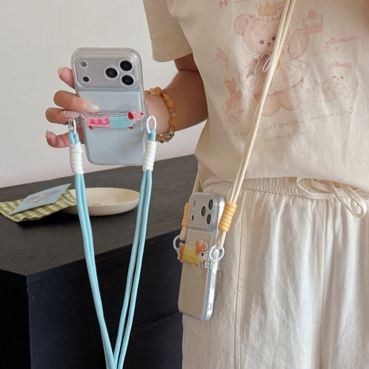 ワンちゃんチャーム ショルダーストラップ付き クリア iPhoneケース｜淡色・ゆめかわ #261262