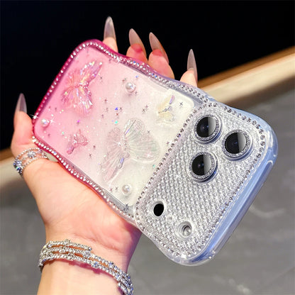 ウェーブフレーム キラキラ 蝶々 バタフライ ラメ かわいい｜iPhoneケース #260508