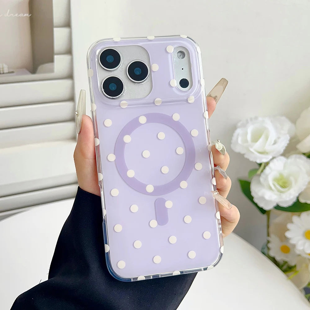 ドット柄 水玉 Magnet内蔵 iPhoneケース｜クリアベース・ポップデザイン #260104