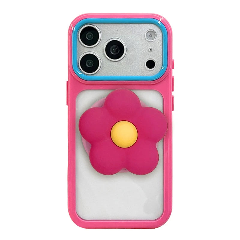 ぷっくりフラワー ソフトシリコン iPhoneケース｜スタンドホルダー付 #260073