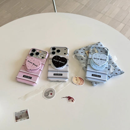 ハートグリップ Magnet内蔵 ボーダー iPhoneケース #240504