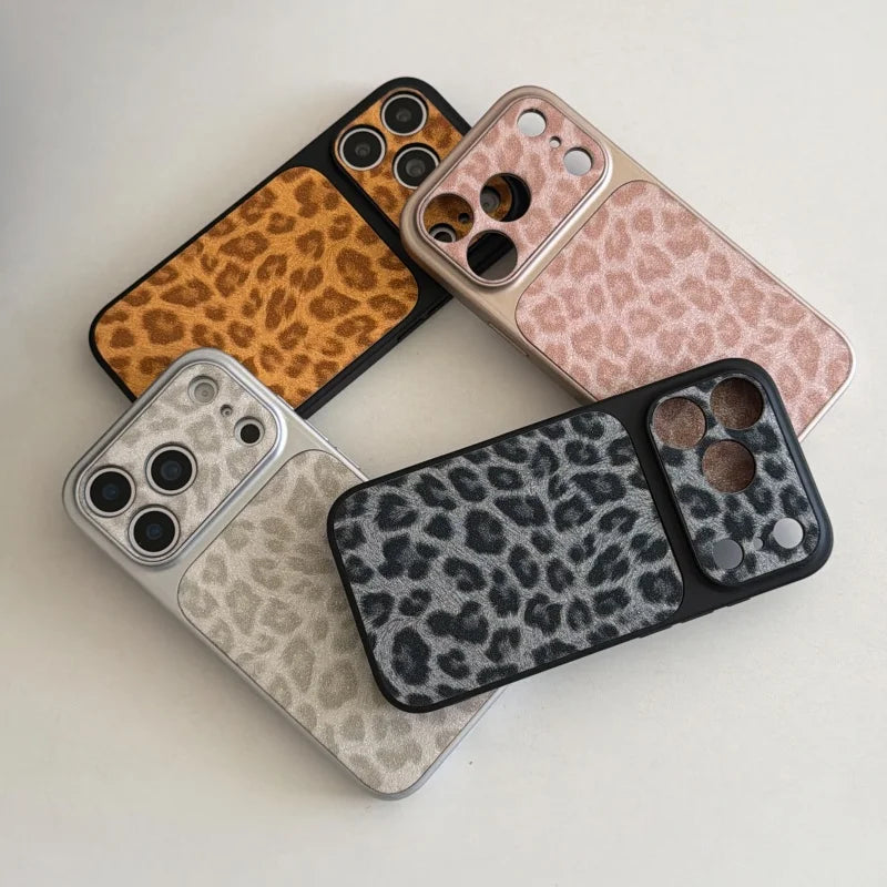 【アニマルムード】ピンク ブラウン レオパード ヒョウ柄 ストラップ付き スマホケース｜iPhone対応 #240710