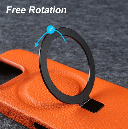 【本革シリーズ】折りたたみ スタンドリング付き レザースマホケース｜iPhone対応 #241013