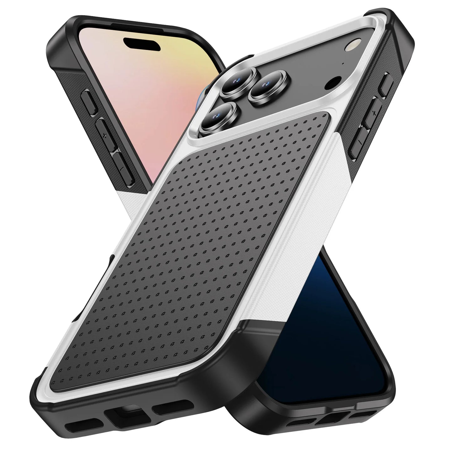 グリップデザイン 耐衝撃 iPhoneケース｜滑り止めバックパネル #240107