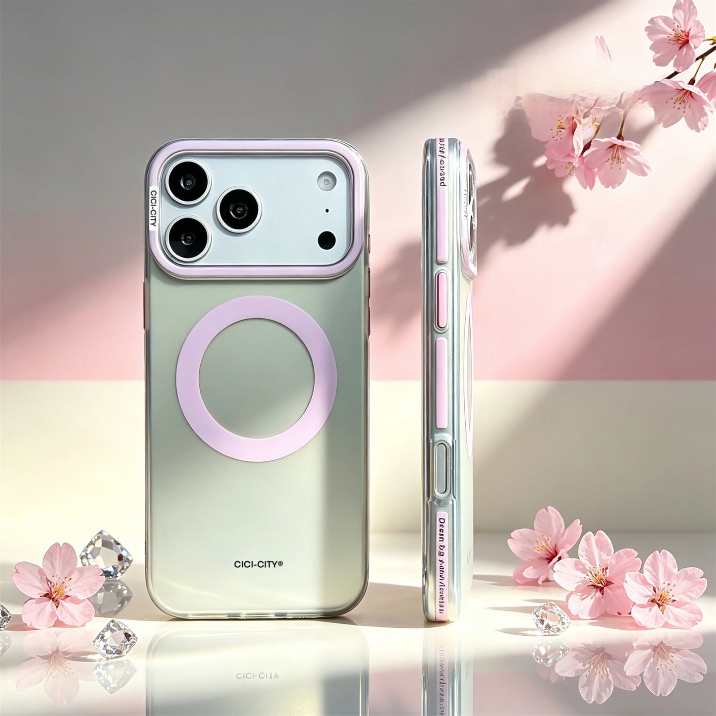 コントラストカラー Magnet内蔵 クリアケース iPhoneケース｜鮮やかカラー・シンプルデザイン #260035