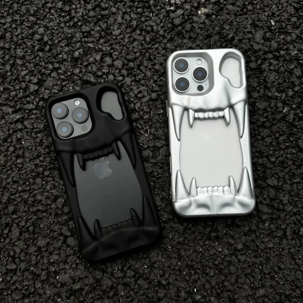 【メタリックファング】立体キバ × ミラーメタル スマホケース｜iPhone対応 #240812