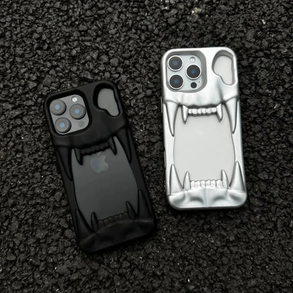 【メタリックファング】立体キバ × ミラーメタル スマホケース｜iPhone対応 #240812