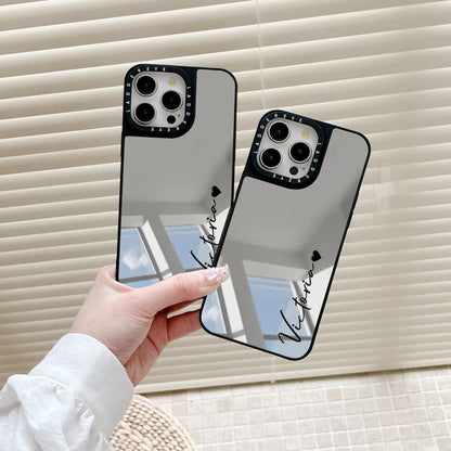 【カスタムシリーズ】名入れOK シルバー ミラー調 スマホケース｜iPhone対応 #250324