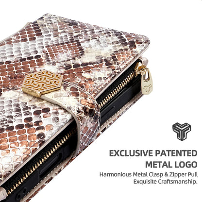 【ブックスタイル】パイソン調 レザー型押し 手帳型 iPhoneケース｜財布一体型・チェーンストラップ付き #240129